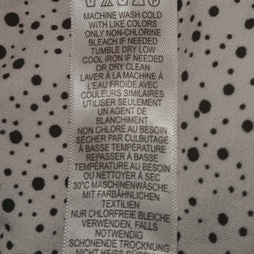 Adrianna Papell Blouse XL Woman’s Size L White Black Polka Dot Short Sleeve - Picture 5 of 6